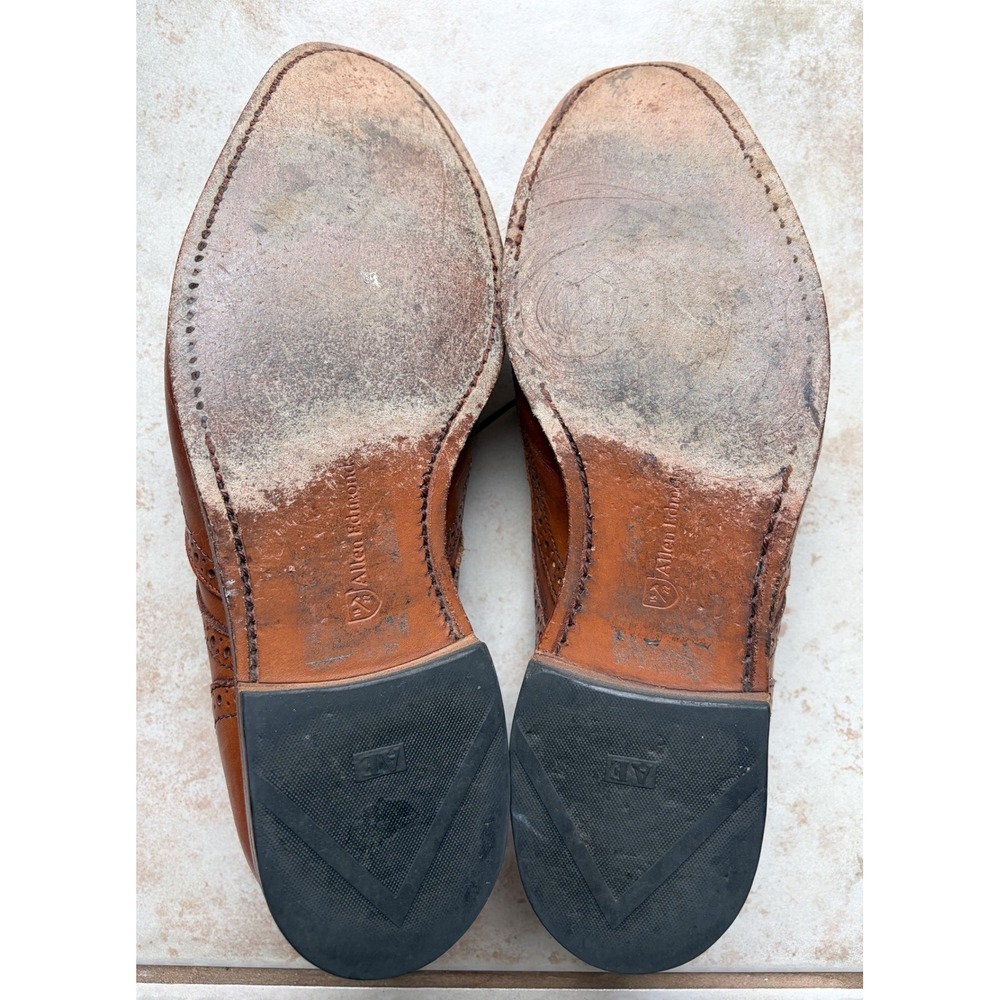Allen Edmonds Stuttgart Shoes Mens 9 Brown Leather Wingtip Brogue Oxford - Picture 7 of 7